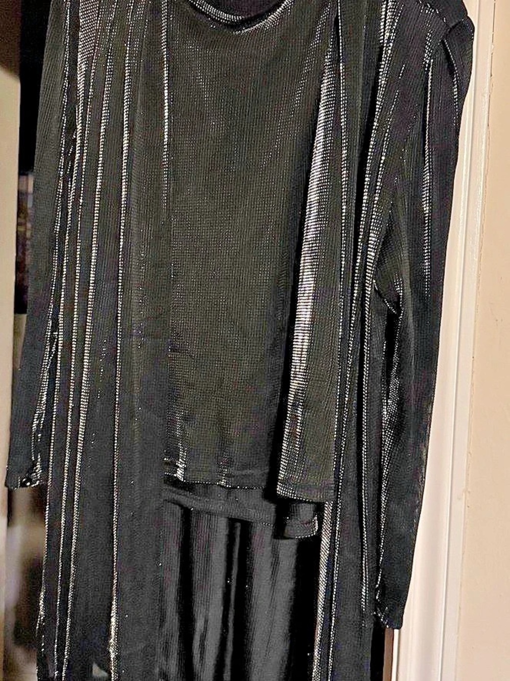 Black Sheer Layered Long Sleeve Top (Duster) over a sheer wide band tube top. Sz